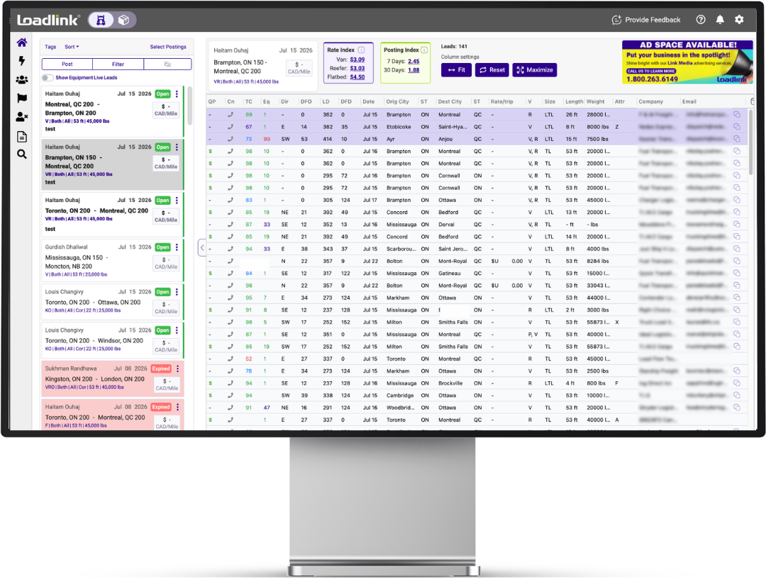 Loadlink Load Board – Canada’s Load Matching Network Built for Canadian freight professionals. Sign Up for Loadlink – Canada's Load Board. Book a Demo.